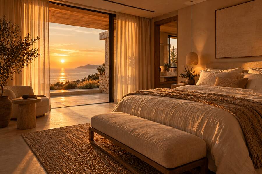 A suíte que emoldura o pôr do sol
